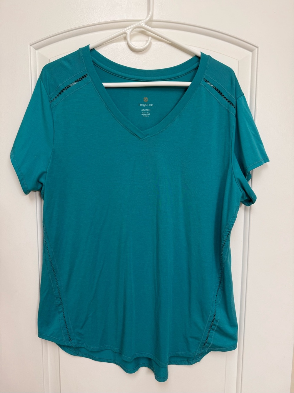 Tangerine Teal V-Neck Short Sleeve Active Top